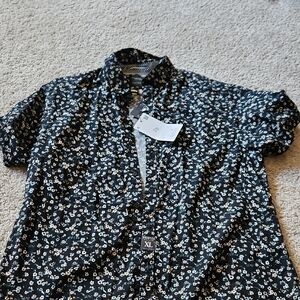 Floral Button-Up Shirt - Black and White